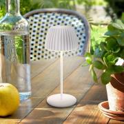 LED-batteridrevet bordlampe Brilo unplugged Riffle, 20 cm, hvid