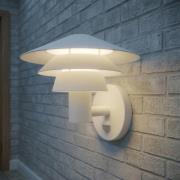Lucande LED-udendørs væglampe Montaro, hvid, IP54, sensor