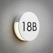 Lucande udendørs LED-væglampe Advero, lysegrå, husnummer, CCT