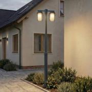 Lucande udendørslampe Chandan, højde 215 cm, antracit, 2 lyskilder