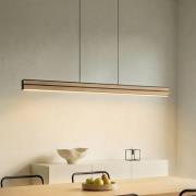 Quitani LED-hængelampe Lisene, eg/sort CCT 117 cm, dæmpbar