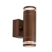 Udendørs LED-væglampe Luno, brun, 2 lyskilder, IP65, dæmpbar.