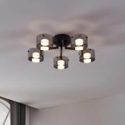 LED-loftlampe Copillos, sort Ø 66 cm glas/metal 5 lyskilder.