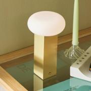 LED-batteridrevet bordlampe LOW, messingfarvet, højde 20 cm, metal