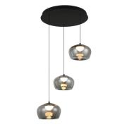 LED-hængelampe Nadia, Ø 48 cm, røgfarvet, glas, 3 lyskilder