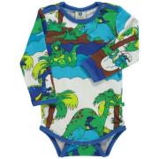 Småfolk Mønstret Babybody Med Dinosauruser Blue Atoll | Blå | 62 cm