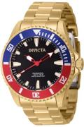 Invicta Herreur 46648 Pro Diver Sort/Guldtonet stål Ø44 mm