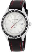 Versace Herreur V11070017 Hellenyium GMT Sølvfarvet/Læder Ø42 mm