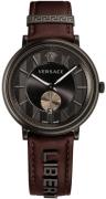 Versace Herreur VBQ040017 V Circle Sort/Læder Ø43 mm