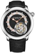 Stührling Original Herreur 390.01 Tourbillon Eclipse Sort/Læder
