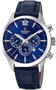 Festina Herreur F20542-2 Timeless Blå/Læder Ø44 mm