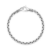 Men`s Sterling Silver 4mm Round Link Chain Bracelet