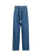Blå Wide Jeans med Phi Logo Broderi