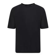 Sort Linen-Bomuld T-Shirt - SS23