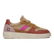 Beige Nappa Læder Lave Sneakers