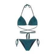 Blå Miami Lurex Trekantet Bikini