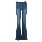 Højtaljede Flare Jeans - 92% Bomuld, 6% Elastomultiester, 2% Elastan