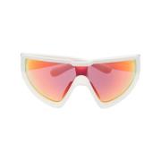 Solbriller, Hvide Briller, Oval Form, Orange Linse