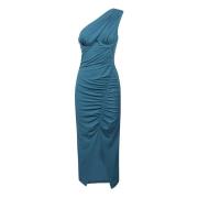 Ruched One-Shoulder Midi Kjole