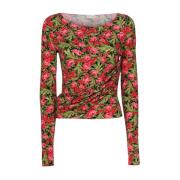 Stretch Top med Rose Print