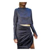 Lola support women cropped blouse midnight blue