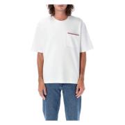 Hvid Oversized Lomme T-shirt
