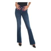 Bell-bottom Denim Jeans med Elastisk Talje