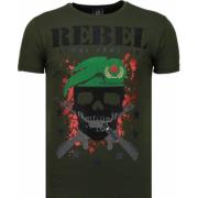 Skull Rebel Rhinestone - Herre T-Shirt - 5776G