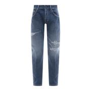 Blå SS23 Ripped Effekt Bomulds Jeans