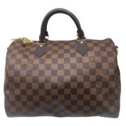 Brun Læder Louis Vuitton Speedy 30 Satchel Taske