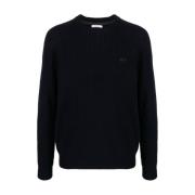 Navy Blue Ribstrikket Trøje