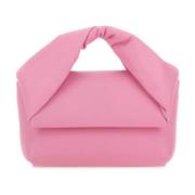 Pink Læder Twister Håndtaske