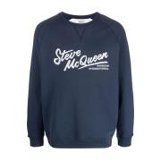 Blå Logo-Print Sweater