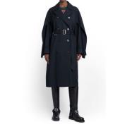 Sort Uldblandet Trenchcoat