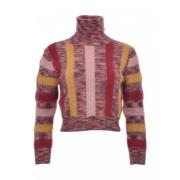 Stribet Mohair Blandet Turtleneck Sweater