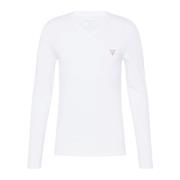 Strækbar V-hals T-shirt - Hvid