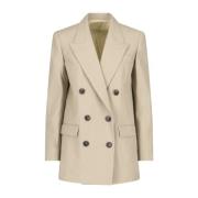 Elegant Beige Dobbeltbrystet Blazer