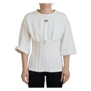 Hvid Korset Stretch Bomuld Top T-shirt
