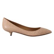 Beige Nude Læder Kitten Heels Pumps