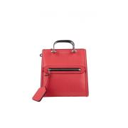 Rød Læderhåndtaske med Justerbar Rem