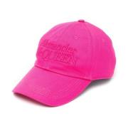 Fuchsia Pink Bomuldskasket med Broderet Logo