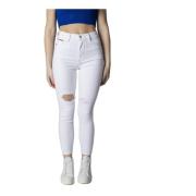 Kvinders Skinny Jeans Hvidt Enkelt Mønster