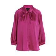 Flydende silkeskjorte med klisk krave og sløjfer