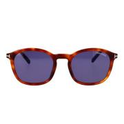Klassiske firkantede solbriller med blå linser