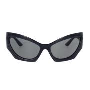 Cat-Eye Solbriller med Mørkegrå Linse og Sort Ramme
