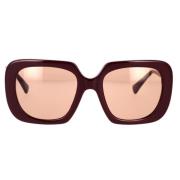 Firkantede solbriller med brune linser og bordeaux stel