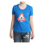 Blå Bomuld Swim Grafisk Trekant T-shirt