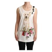 Hvid Hund Blomsterprint Tank