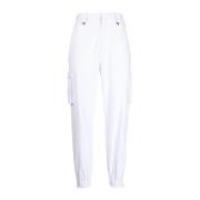 Hvide højtaljede bukser med smalle ben