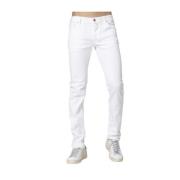 Hvide Jeans, Model Nick, Slim Fit, Knappelukning, Stretch
